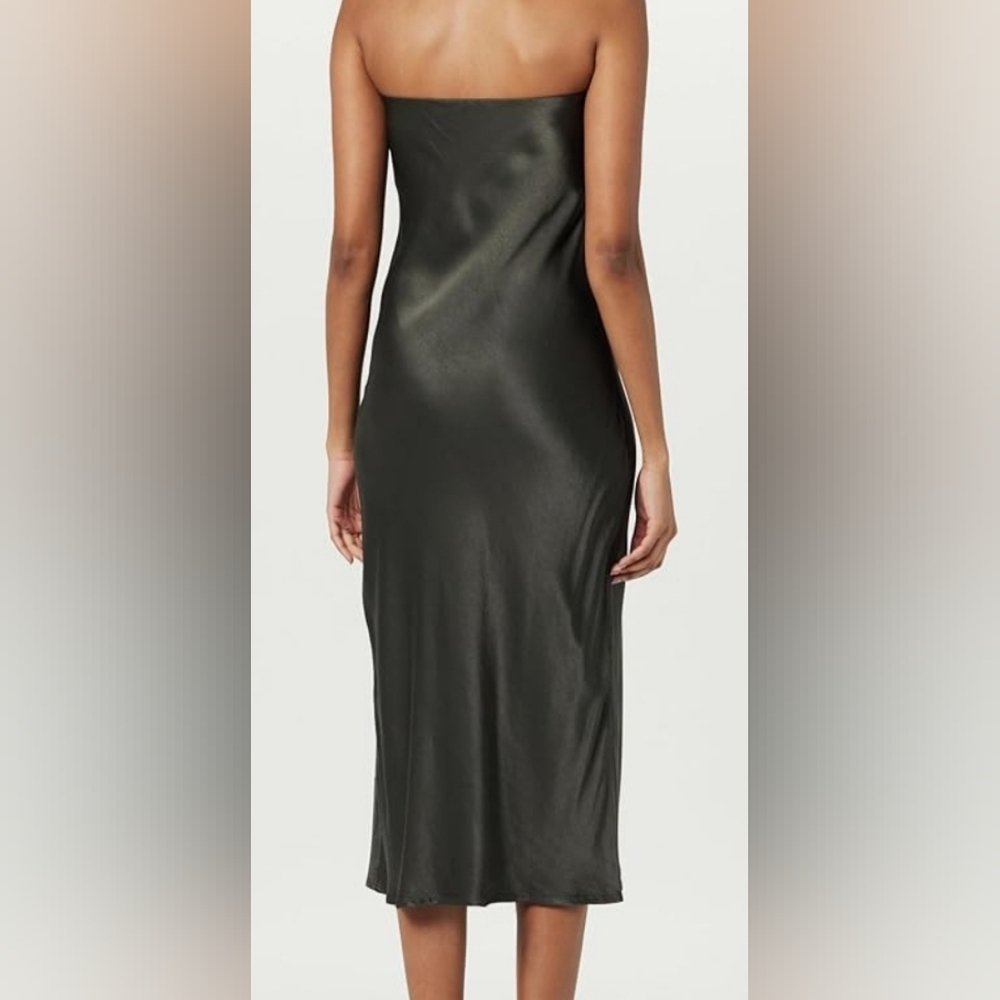 Nwt Silky Soft Elegant Grey Strapless Dress In Liquid Grey - Picture 2 of 6